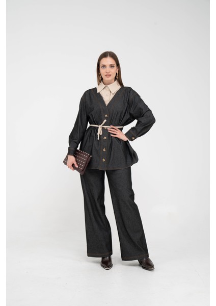 Dikiş Detaylı Kuşaklı Kadın Takım 9002 fiyatları