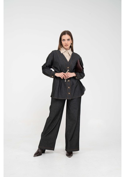 Dikiş Detaylı Kuşaklı Kadın Takım 9002 modelleri