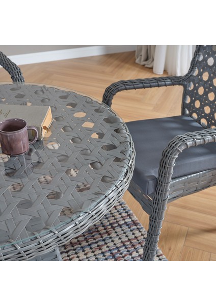 Ayaz 2 Kişilik Rattan Bahçe Balkon Mutfak Masa Takımı Gri fiyatları