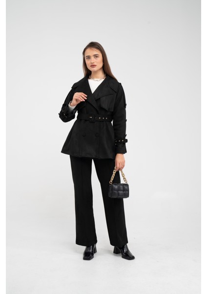 Kuşaklı Çift Düğmeli Süet Dokulu Kadın Takım 1761 fiyatları