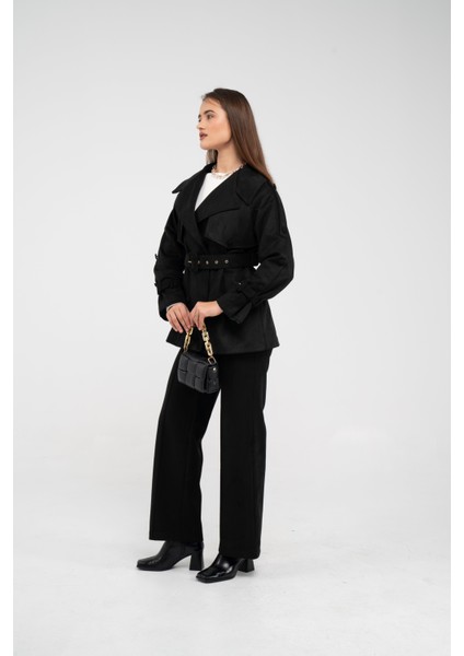 Kuşaklı Çift Düğmeli Süet Dokulu Kadın Takım 1761 modelleri