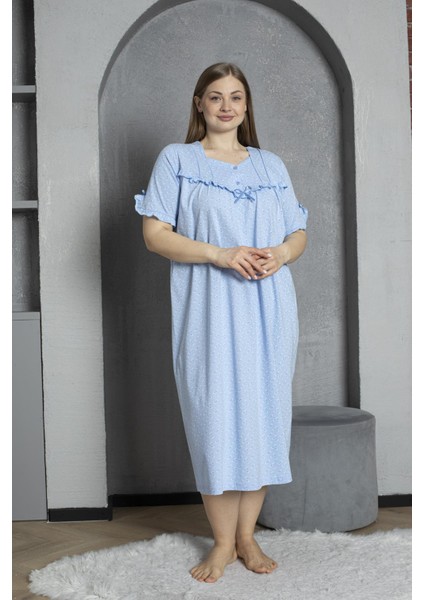 %100 Pamuklu Penye Kısa Kollu Büyük Beden Anne Geceliği 136 fiyatları