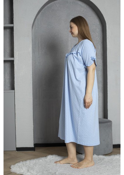 %100 Pamuklu Penye Kısa Kollu Büyük Beden Anne Geceliği 136 fırsatları