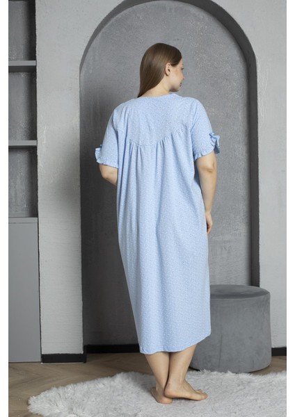 %100 Pamuklu Penye Kısa Kollu Büyük Beden Anne Geceliği 136 indirimleri