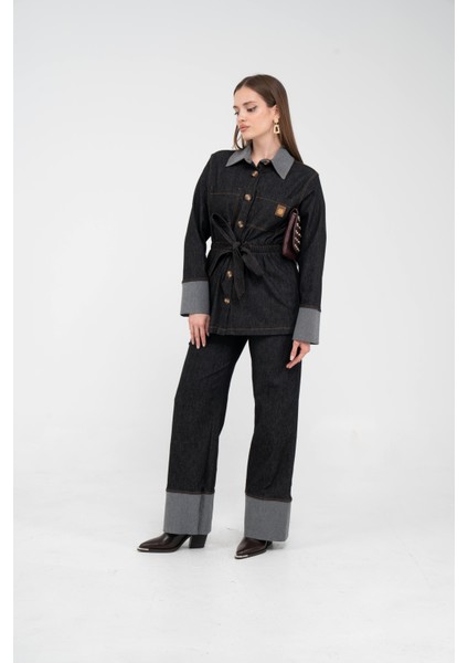 Çift Kumaş Detaylı Kuşaklı Kadın Takım 1759 fırsatları