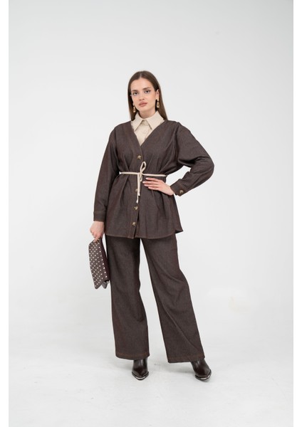 Dikiş Detaylı Kuşaklı Kadın Takım 9002 modelleri