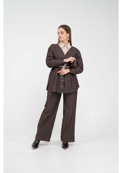 Dikiş Detaylı Kuşaklı Kadın Takım 9002 fırsatları