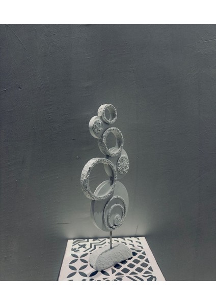 Soyut Halkalı Seramik Heykel – 50X20 cm Organik Dokulu Sanatsal Zemin Objesi fiyatları