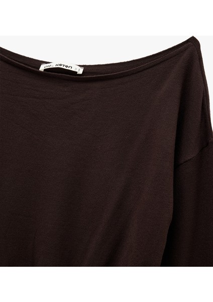 Uzun Kollu Viskon Karışımlı Kayık Yaka Triko Kazak modelleri