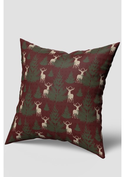 Bej Pötikare Bordo Geyik Çamağacı Yılbaşı Kırlent Kılıfıseti 2'li fiyatları