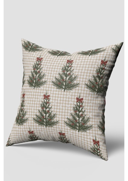 Bej Pötikare Bordo Geyik Çamağacı Yılbaşı Kırlent Kılıfıseti 2'li modelleri