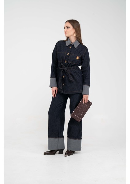 Çift Kumaş Detaylı Kuşaklı Kadın Takım 1759 modelleri