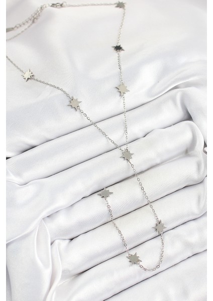 316L Çelik Kutup Yıldızı Figürlü Y Model Gümüş Renk Kadın Kolye fiyatları