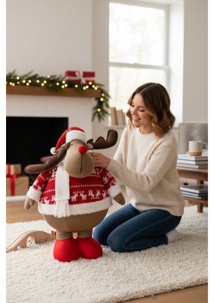 Yeniyıl Peluş Geyik Uzayan Kısalan Figür 50 - 100 Cm.