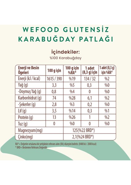 Glutensiz Karabuğday Patlağı 100 gr 5'li 8683347032815 fırsatları