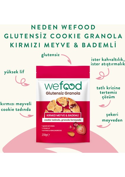 Glutensiz Granola Kırmızı Meyve & Bademli 250 gr