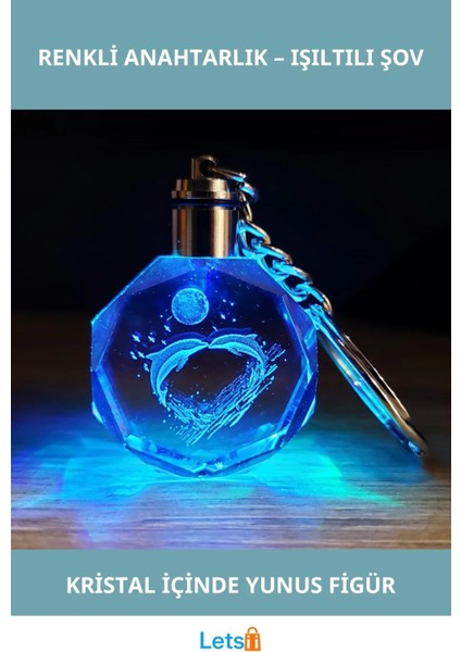 Yunus Balığı Motifli Renk Değiştiren Işıklı Anahtarlık 10CM