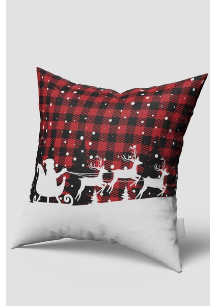 Kırmızı Ekose Yılbaşı Geyikleri Noel Baba Kırlent Kılıfı Seti 2'li fiyatları