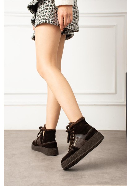 Kadın Bot & Bootie Hakiki Deri Kahverengi Kısa Topuklu Casual/günlük Soğuk Havaya Dayanıklı modelleri