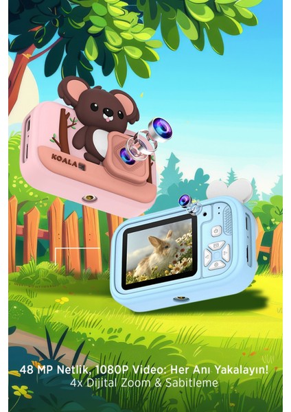 Çocuk Tasarımlı Çocuk Fotoğraf Makinesi – 48 Mp, 1080P Video, Dijital Zoom, Mini Tripodlu indirimleri