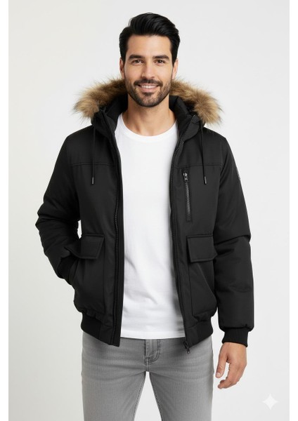 Jjcharlıe Detachable Faux Fur Bomber Erkek Mont Siyah 12279474