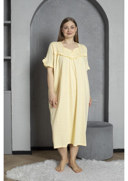 %100 Pamuklu Penye Kısa Kollu Büyük Beden Anne Geceliği 136 fiyatları