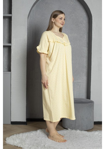 %100 Pamuklu Penye Kısa Kollu Büyük Beden Anne Geceliği 136 modelleri