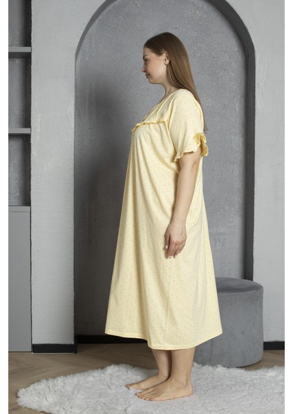 %100 Pamuklu Penye Kısa Kollu Büyük Beden Anne Geceliği 136 fırsatları