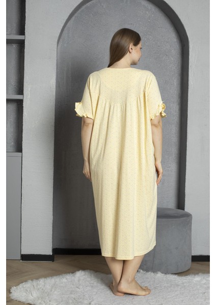 %100 Pamuklu Penye Kısa Kollu Büyük Beden Anne Geceliği 136 indirimleri