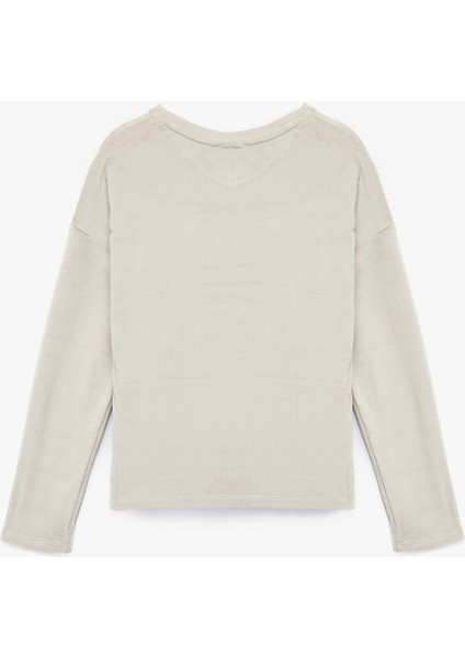 Uzun Kollu Bisiklet Yaka Rahat Kalıp Pijama Üstü fiyatları