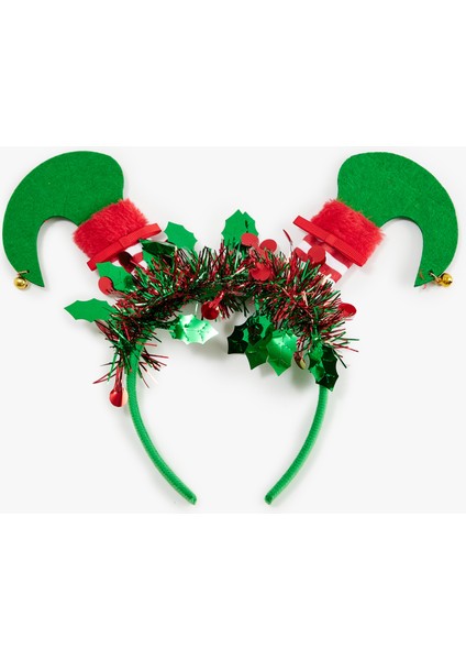 Parlak Püsküllü Aplike Detaylı Yılbaşı Tacı