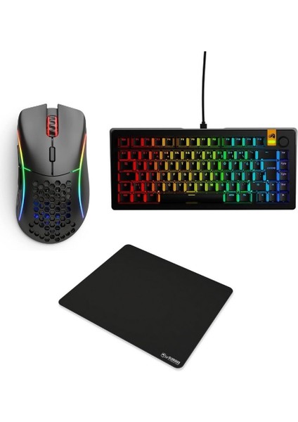 Model D Kablosuz Rgb Gaming Mouse Siyah + Gmmk3 75% Hall Effect Rgb Kablolu Mekanik Gaming Klavye – Siyah+ Heavy Xl Kaymaz Taban Dikişli Gaming Mousepad 18×16''– Siyah