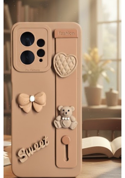 Redmi Note 12 4g Uyumlu Kılıf Kahverengi Renk 3D Figürlü Darbe Emici Yumuşak Silikon Kapak fiyatları