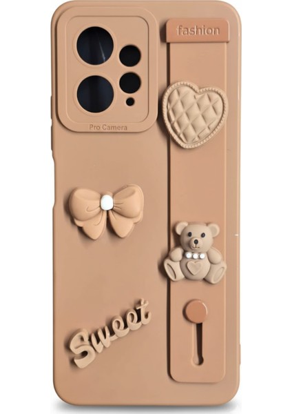 Redmi Note 12 4g Uyumlu Kılıf Kahverengi Renk 3D Figürlü Darbe Emici Yumuşak Silikon Kapak fırsatları