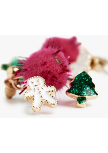 Çok Renkli Ponponlu Yılbaşı Temalı 3'lü Küpe Seti modelleri