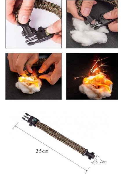 Düdük Pusula Çakmaktaşı Paraşüt Ipi Hayatta Kalma Bilekliği indirimleri