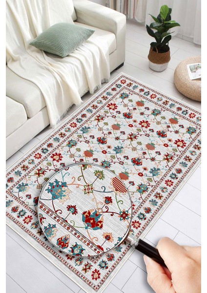 Dijital Baskılı Renkli Kilim Desenli Kaymaz Taban Yıkanabilir Halı fırsatları