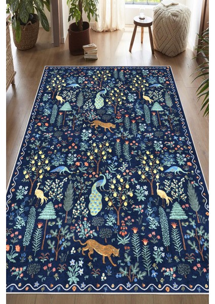 Dijital Baskılı Modern Desenli Renkli Kaymaz Taban Yıkanabilir Halı