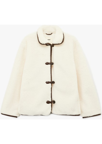 Uzun Kollu Düğmeli Kruvaze Peluş Ceket modelleri