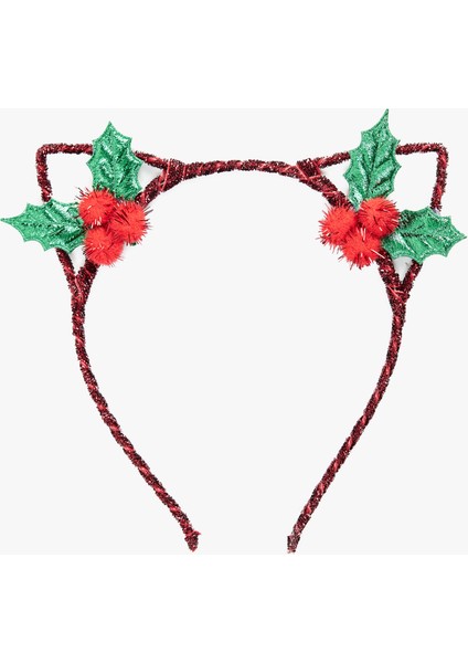 Yılbaşı Çiçeği Detaylı Kulak Aplikeli Yılbaşı Tacı