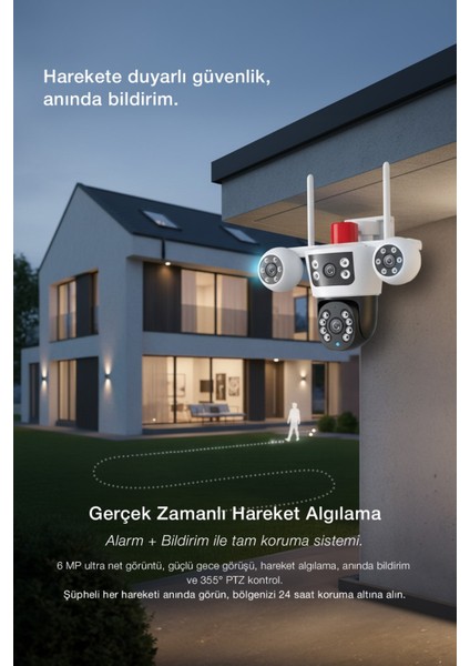 Güneş Enerjili Akıllı Güvenlik Kamerası – 355° Ptz, Çift Lens, Hareket Algılama, Gece Görüş,kablosu fiyatları