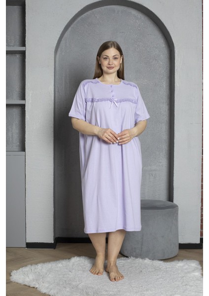 %100 Pamuklu Penye Kısa Kollu Büyük Beden Anne Geceliği 520 fiyatları
