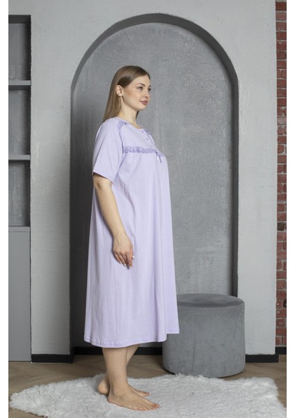 %100 Pamuklu Penye Kısa Kollu Büyük Beden Anne Geceliği 520 modelleri
