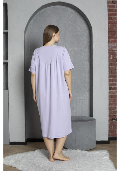 %100 Pamuklu Penye Kısa Kollu Büyük Beden Anne Geceliği 520 indirimleri