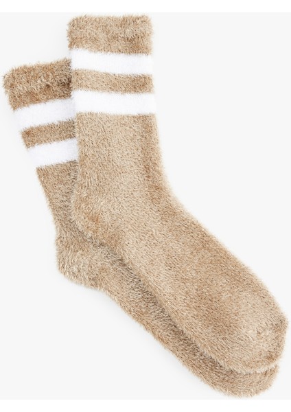 Çizgili Tüylü Havlu Soket Çorap