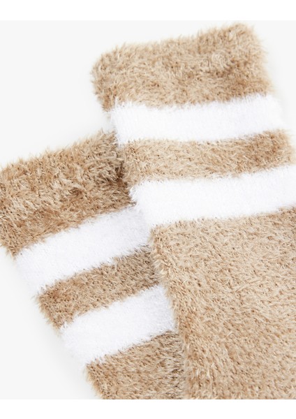 Çizgili Tüylü Havlu Soket Çorap modelleri