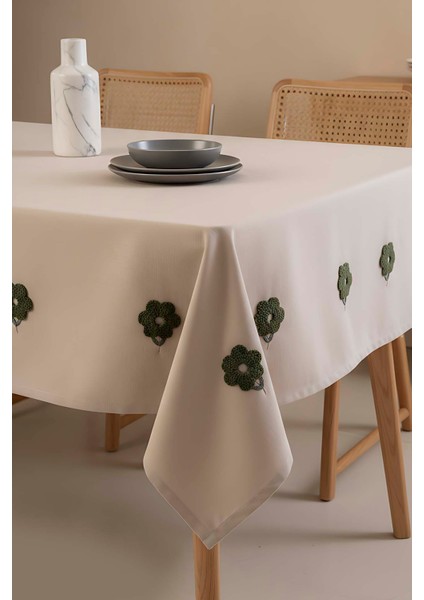Florita Cappuccino Punch Işlemeli Dertsiz Leke Tutmaz Masa Örtüsü 160X220 cm