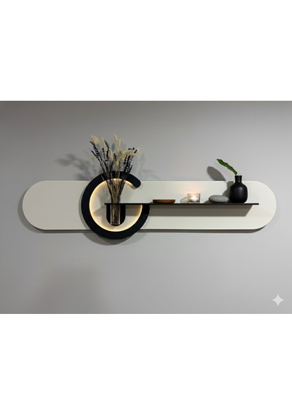 Antoryum Ahşap Pilli Ledli Iskandinav Tarzı Salon Duvar Rafı Modern Çiçeklik 40 x 75 cm fiyatları