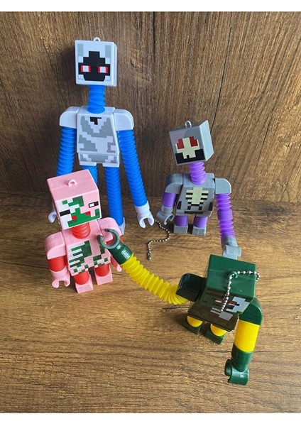 Minecraft Figürleri 4 Karakter Ayakları Kolları Uzayabilen Işıklı Oyuncak Minecraft Figürü 4lü fırsatları