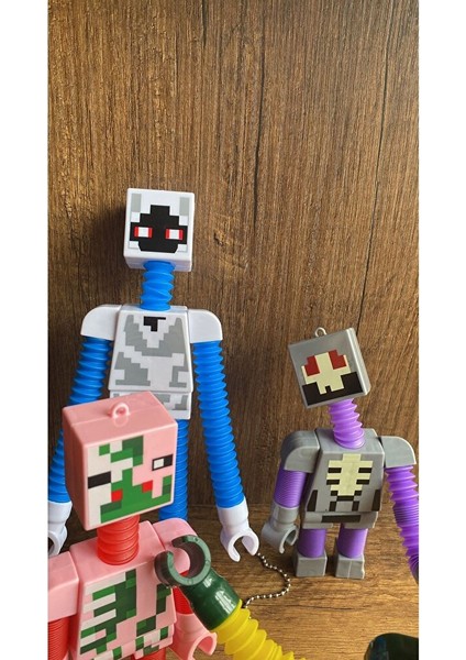 Minecraft Figürleri 4 Karakter Ayakları Kolları Uzayabilen Işıklı Oyuncak Minecraft Figürü 4lü indirimleri